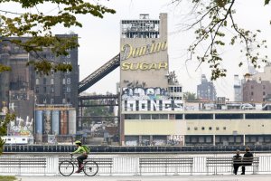 This is the former Domino Sugar refinery on the East River, seen from East River Park in Manhattan, in New York, NY on Oct. 16, 2013. Activists are hoping to derail plans for a $1.3-billion high-rise development on the site.