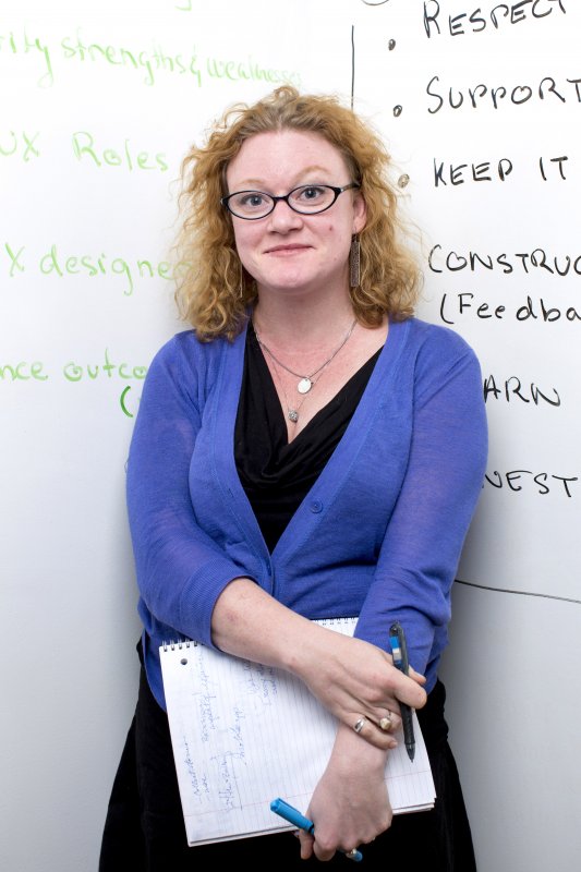 Natalie Blair, of Brooklyn, a student in User Experience Design Immersive (UXDI), poses on the first day of class at General Assembly in New York, NY on March 3, 2014. General Assembly is a learning center where students can learn coding and other tech-relevant skills. The UXDI course is a 10-week program designed to prepare students for jobs as user experience designers. 

CREDIT: Brian Harkin for The Wall Street Journal
CODING