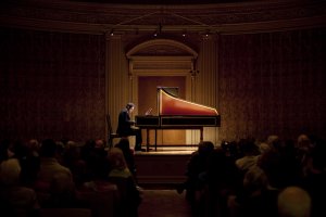 Iranian harpsichordist Mahan Esfahani performs a solo recital at The Frick Collection in New York, NY on April 01, 2012. Esfahani performed pieces by William Byrd, Bach, Domenico Scarlatti and Mel Powell.