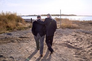 Mayor Michael R. Bloomberg, left, walks and talks with city council member James S. Oddo while visiting a parks department project to build sand dunes at Crescent Beach in Staten Island, NY on Oct. 29, 2013. Bloomberg visited storm-affected sites in Staten Island, The Rockaways and Coney Island on the anniversary of Hurricane Sandy.