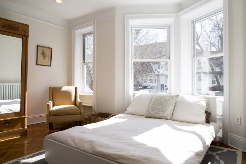 This is the master bedroom in a three-bedroom/three-bathroom row house with a finished basement and backyard at 219 Fenimore St in Brooklyn, NY on Feb. 23, 2014. The house, in the Prospect Lefferts Gardens neighborhood, has an asking price of $1,175,000.